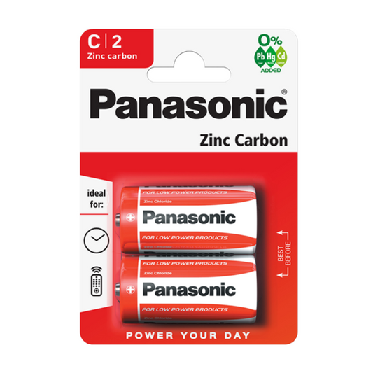Panasonic Zinc Carbon C 1.5V Electronic Batteries - Pack of 2