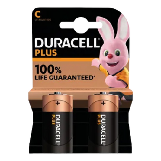 C Size Duracell Plus Power Batteries 100% LIFE GUARANTEED