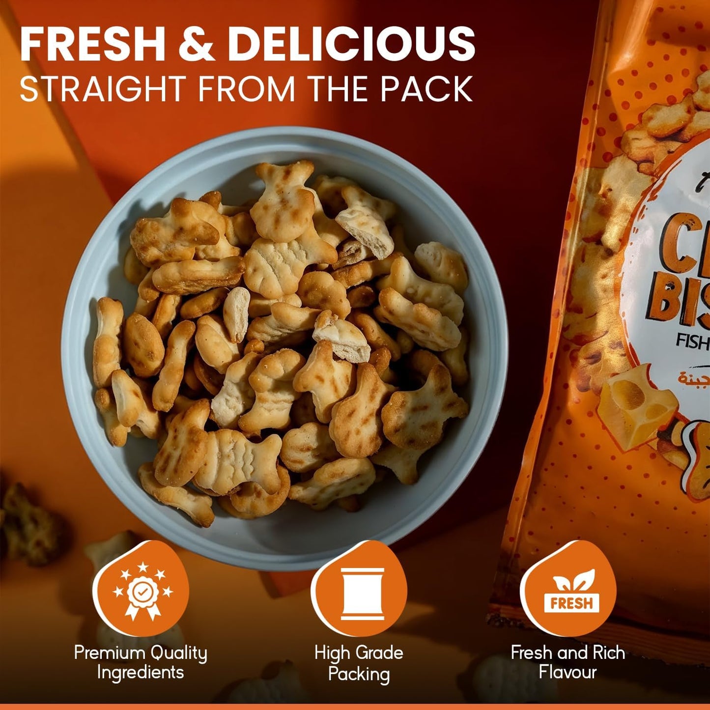 Abu Auf Fish shaped baked crunchy biscuits 80g each pack, Box of 12