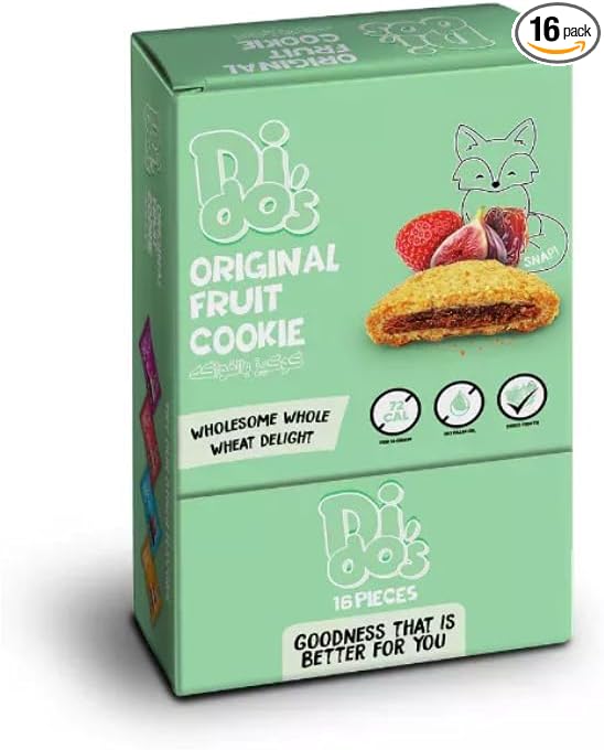 Abu Auf Dido's Fruit Cookie, Whole Wheat, No Palm Oil, Nuts Free, 16 Pieces