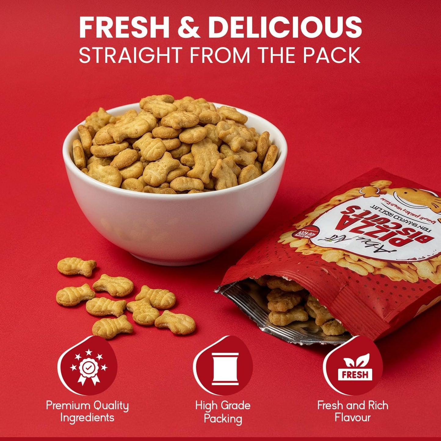 Abu Auf Fish shaped baked crunchy biscuits 80g each pack, Box of 12