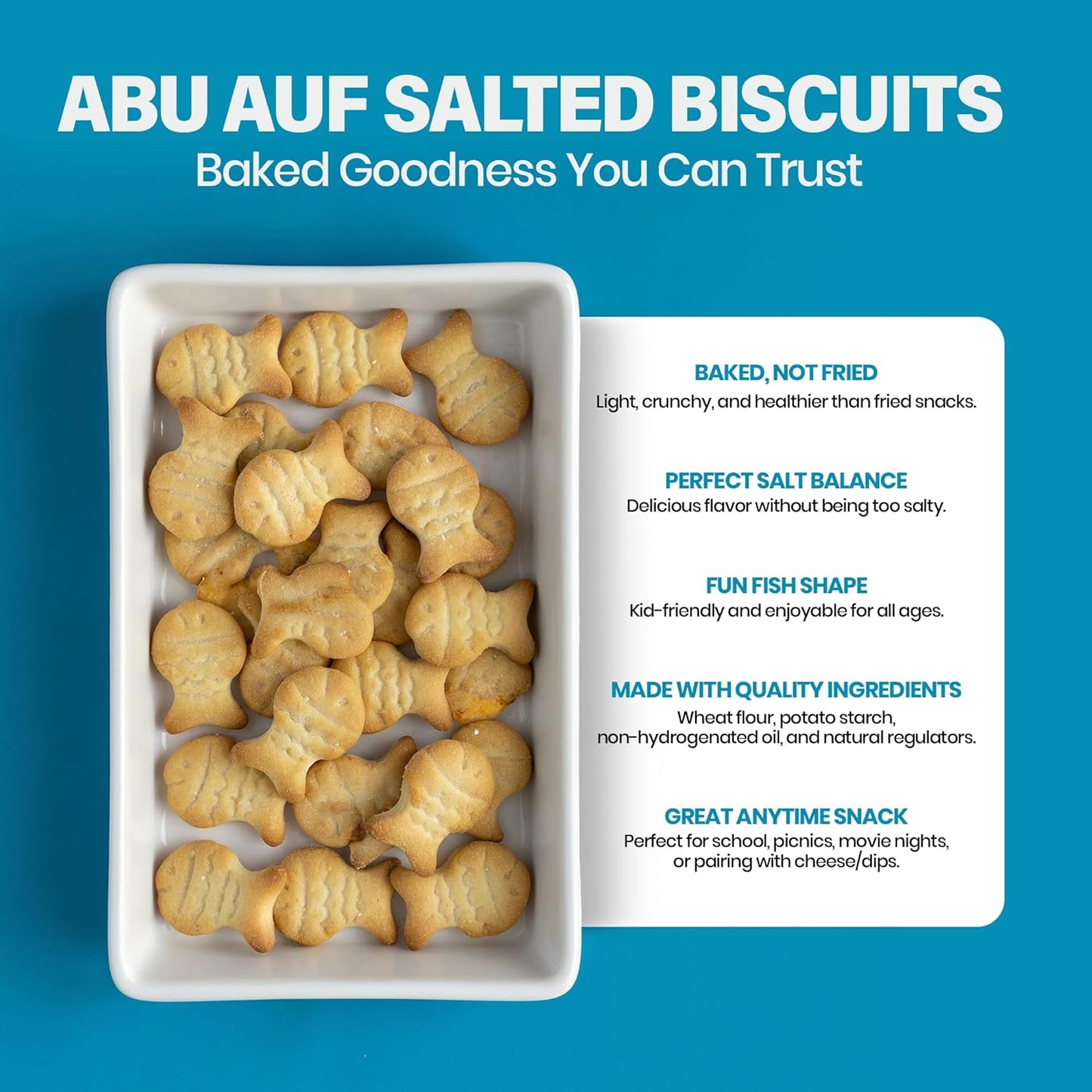 Abu Auf Fish shaped baked crunchy biscuits 80g each pack, Box of 12