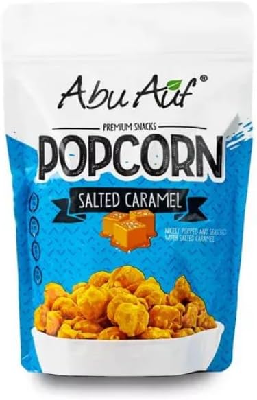 Abu Auf Premium Snacks Caramel Popcorn Sweet Crunchy Delight, 12 Box Pack, 100g
